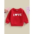 thumbnail image 2 of Bagilaanoe Toddler Baby Girl Boy Valentine's Day Sweatshirt Long Sleeve Letter Print Pullover 6M 12M 18M 24M 3T 4T Kids Loose Tee Tops, 2 of 8