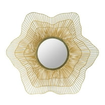 Gold Framed Wall Mirror - 30" Round Metal Accent Mirror - Decorative Home Accent
