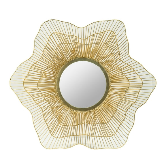 Gold Framed Wall Mirror - 30" Round Metal Accent Mirror - Decorative Home Accent