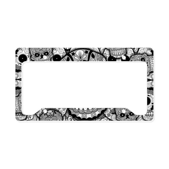 CafePress - Sugar Skulls License Plate Holder - Aluminum License Plate Frame, License Tag Holder