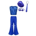 thumbnail image 2 of Alvivi Girls Boys Hip Hop Street Disco Dance Performance Costume Sequins Jacket Vest Flare Pants Set Blue 11-12, 2 of 5