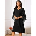 thumbnail image 3 of DARING DIVA 3/4 Sleeve V Neck Chiffon Cape Overlay Knee Length Dress S Black, 3 of 8