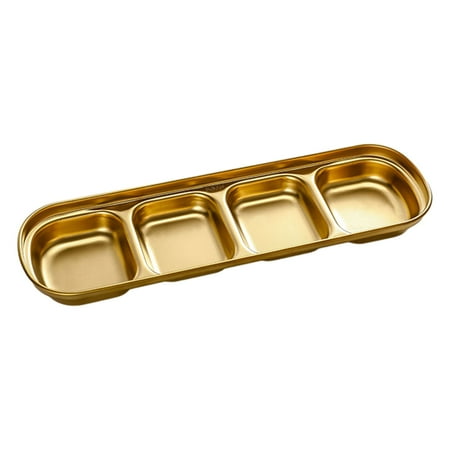 

Jangslng Seasoning Dish Durable Easy to Clean Stainless Steel Multi-grid Seasoning Plate for Home Restaurants