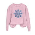 thumbnail image 5 of gbyLJF Women's Snowflake Christmas Sweatshirt Fuzzy Long Sleeve Holiday Tops Festival Travel Fleece Warm Pullover, 5 of 6