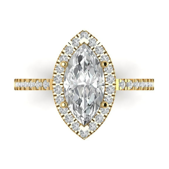 Halo Engagement Ring for Women - 2.38ct White Sapphire in 14K Yellow Gold Promise Ring
