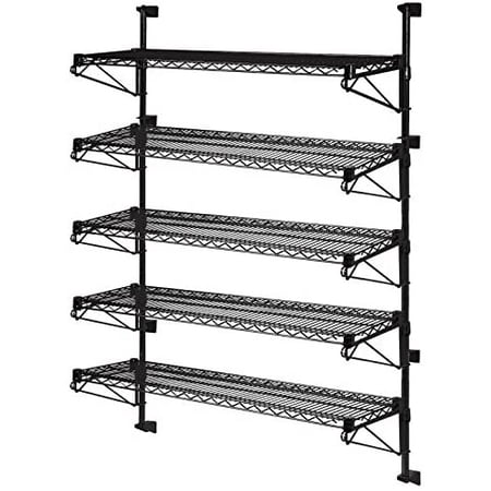 

24 Deep x 30 Wide x 63 High Adjustable 5 Tier Black Wall Mount Shelving Kit