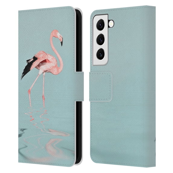 Head Case Designs Officially Licensed LebensArt Beings Flamingo Leather Book Wallet Case Cover Compatible with Samsung Galaxy S22 5G
