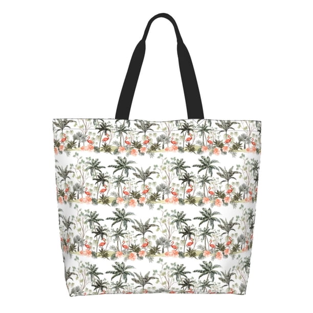Easygdp Flamingo Palm Trees Bolsas Tote para Mujer, Bolsos de Hombro para Viaje, Bolsos de Mano de Gran Capacidad para Compras y Trabajo