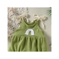 thumbnail image 5 of Infant Baby Girls Casual Romper, Rainbow Pattern Sleeveless Patchwork Sling Bodysuit, 5 of 9