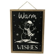 Holiday Time Black & White Snowman Hanging Sign Decoration, 15.75"