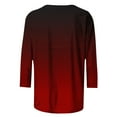 thumbnail image 4 of Womens Tops Plus Size 3/4-sleeved Round-neck Gradient Printing Casual T-shirt Loose Top Wine XL, 4 of 5