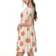 thumbnail image 2 of Balery Orange Peach Vestidos sueltos de manga corta para mujer, vestidos de verano 2025, vestidos casuales de corte A con vuelo., 2 of 6