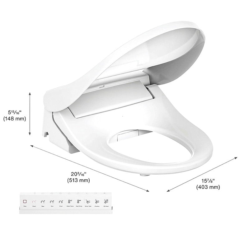 Kohler PureWash E875 Round Bidet Seat White K-30969-0 Heated Seat Warm Water Dryer Remote Auto Lid Nightlight Deodorizer Smart Toilet Seat Round Front Easy Install