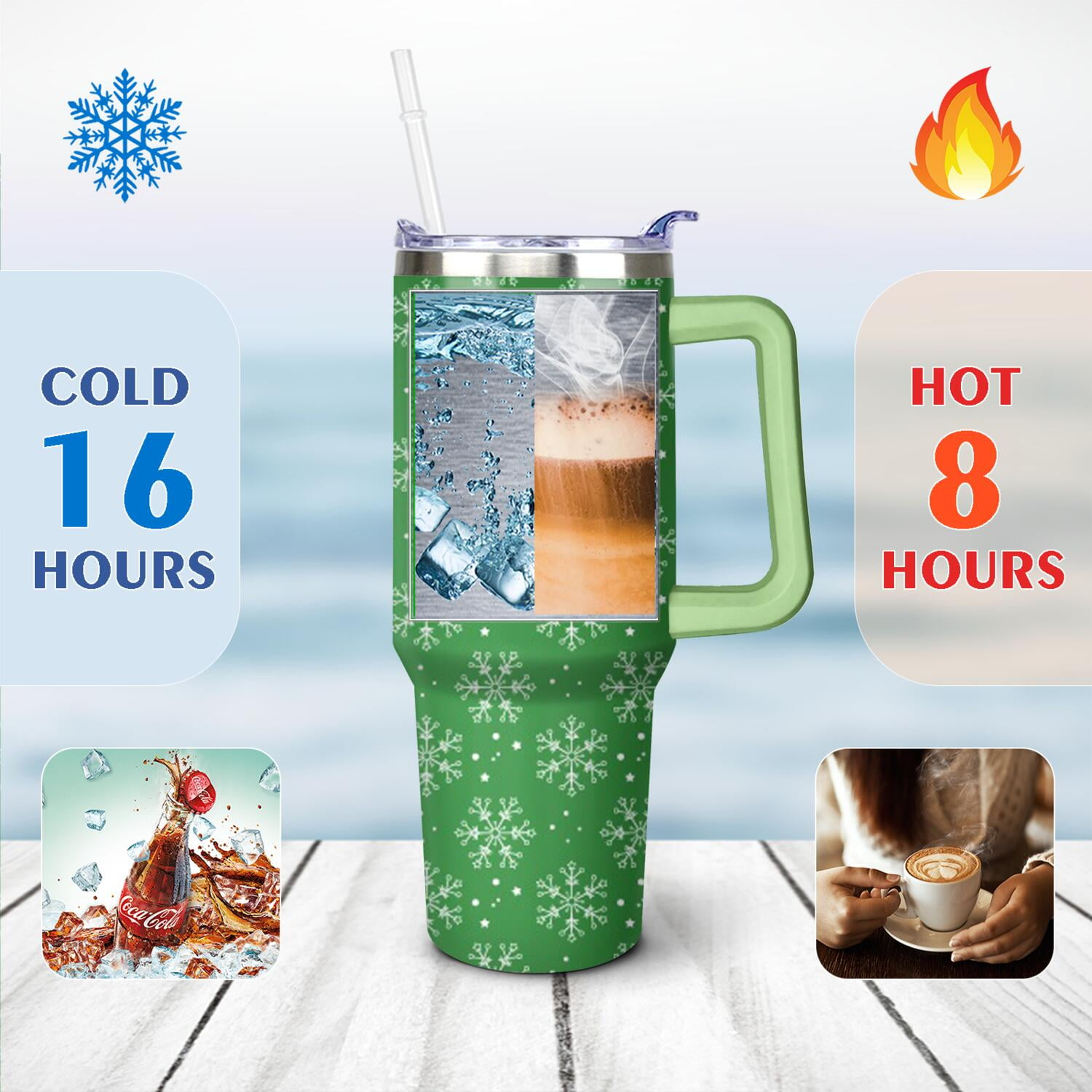 Christmas Gifts 40 oz Tumbler with Handle and Straw Lid,Cute Gifts for Women Winter Gnome Vacuum Insulated Leak Proof Tumbler,Holiday Accessories Stainless Steel Coffee Cup