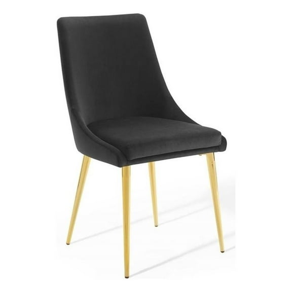 Pemberly Row 19" Modern Performance Velvet Dining Chair in Black