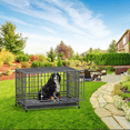 thumbnail image 4 of Magshion 48.5" Large Alloy Steel Heavy Duty Indestructible Dog Crate, Escape-Proof Dog Crate Cage Kennel for Large Dogs, Double Door Dog Crate with Removable Crate Trays and Wheels, Dark Silver, 4 of 11