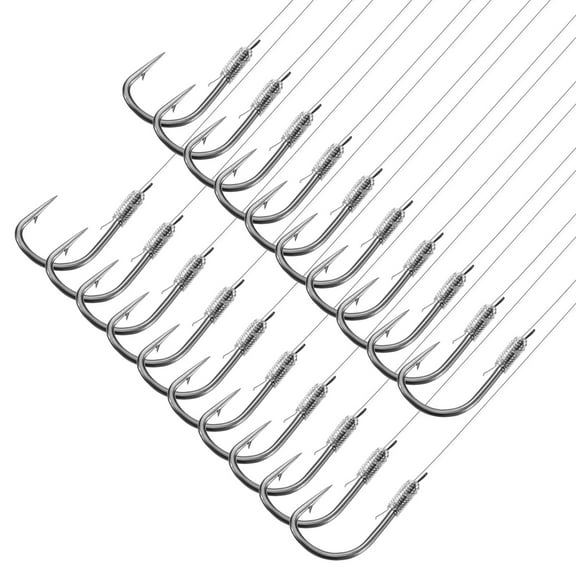 Uxcell 3# Small Fishing Hooks with 36cm Line, 0.32x0.2 Inch Double Hook Rigs with Barbs Fishing Hook, Silver Tone 20Pcs