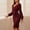 Wine, variant on YHAJDS Women's Dresses Long Sleeve Dress Solid Color V Neck Knee Length Casual Dress Fall Dresses for Women Elegant Slim Comfortable Fabric Suitable for Fall Winter Daily or Semi Formal