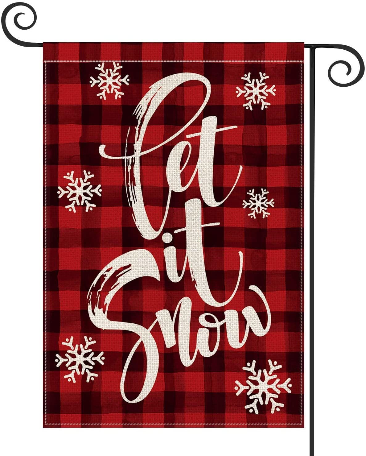 Waldeal Merry Christmas Santa Claus Garden Flag 12 x 18 Inch Flax Vertical Double Sided Buffalo Plaid Winter Welcome Flag for Patio Lawn Yard Outdoor Decor