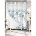 thumbnail image 2 of No Hook Shower Curtain with Snap-in Liner, Ocean Coastal Waterproof Fabric Bathroom Curtains, Nautical Starfish Conch Seashells Coral Bath Curtains & Mesh Top Window Stand Up Stall Standard 72''x72'', 2 of 9