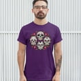 thumbnail image 3 of Tee Hunt Day of The Dead Floral Sugar Skulls T-Shirt Dia de Los Muertos Men's Tee, Purple, 5X-Large, 3 of 5