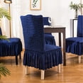thumbnail image 5 of Chair Covers for Dining Room Set of 4 Stretch Chair Slipcovers with Skirt Removable Washable Kitchen Chair Protector Cover (Blue, 4pcs), 5 of 14