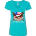 thumbnail image 3 of Inktastic Memorial Day Never Forget Our Heroes Bald Eagle Women's V-Neck T-Shirt, 3 of 5