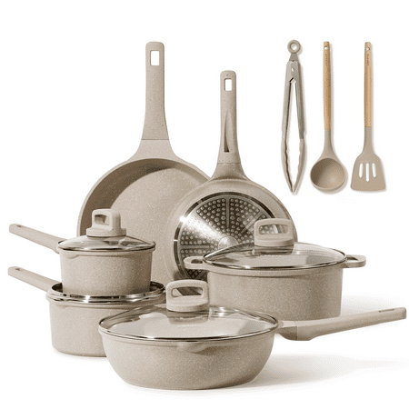 Carote Nonstick Pots and Pans Set, 13 Pcs Induction Kitchen Cookware Sets(Taupe...