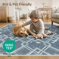 thumbnail image 4 of ODIKA 8'x10' Washable Area Rug Non-Slip Chair-Friendly Mat Boho Details Symmetrical Lattice Vintage Edging Dorm Dining Table for Room, Large Office, Lounge, 4 of 7