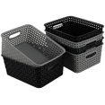 thumbnail image 1 of Plastic Storage Basket, Set of 6 (Black, Gray), 1 of 7