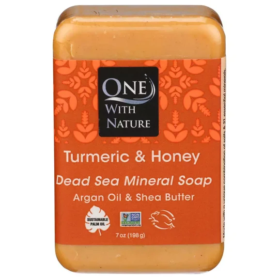 One With Nature, Dead Sea Mineral Turmeric and Honey Soap, 7 Oz..