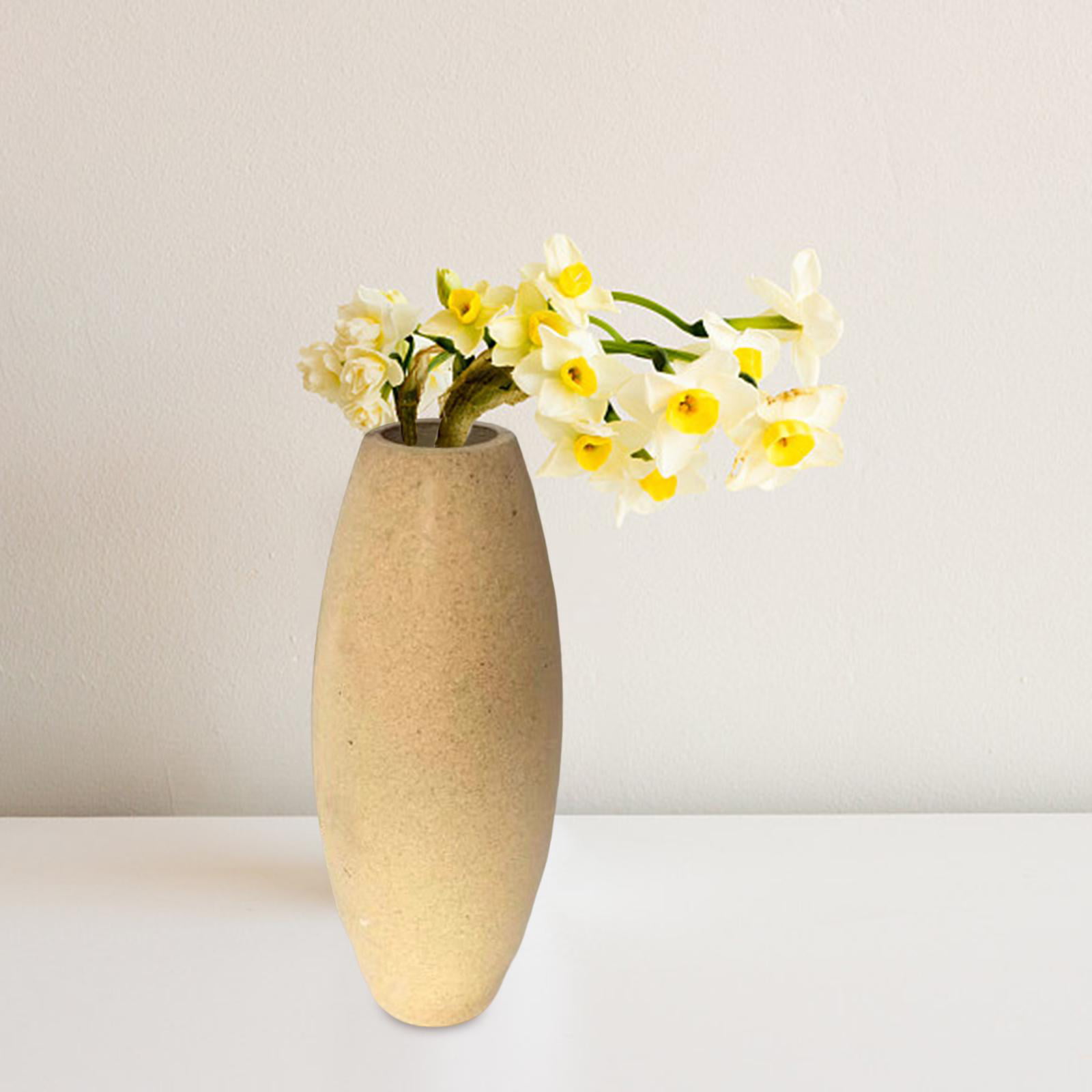 Pearlead Creative Ceramic Flower Shaped Vase Dried Flower Vase Flowers  Container Plants Vase Ornament for Home and Office Decoration (Light Yellow)