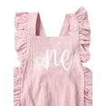 thumbnail image 2 of Infant Baby Girl First Birthday Outfit Ruffle Sleeve One Letter Backless Romper, 2 of 6