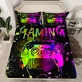 thumbnail image 2 of Castle Fairy Boys Girls Graffiti Gamer Queen Sheet Sets,Abstract Splash Bed Set, 2 of 7