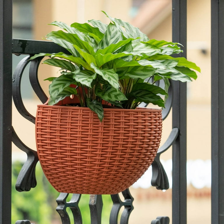 Hanging Wall Planter Wall Mounted Planters, 8.2 inch Wall Hanging Baskets Half Moon Basket Outdoor Hanging Flower Pot for Indoor Outdoor Planters