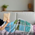thumbnail image 3 of Ocean Soft Flannel Fleece Blanket, Ocean View from the Window on Island in Sunny Summer Day Peaceful Relaxation Resting, Cozy Plush for Indoor and Outdoor Use, 50" x 60", Pink Blue, by Ambesonne, 3 of 5