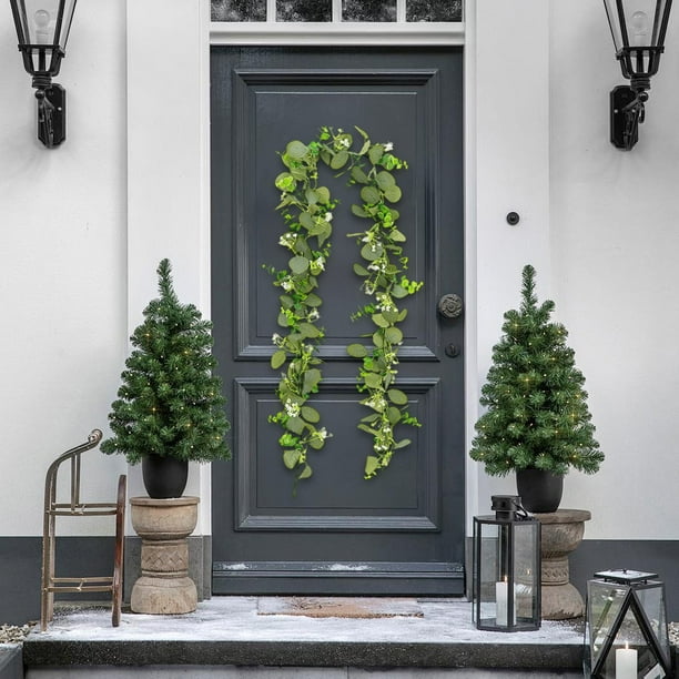 Atmósfera Navideña Arreglo de Enredaderas Simuladas Eucalipto Hojas de Eucalipto Vines Verde, Arreglo de Enredaderas Simuladas Eucalipto, Estilo de Decoración para Hogar, Simuladas Hojas y