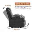 thumbnail image 5 of Sfxingyou Power Swivel Rocker Recliner Chair, Rocking, Adult, Fabric, Solid Print, Home Theater, Heated and USB/Type-C, Dark Grey, 5 of 8