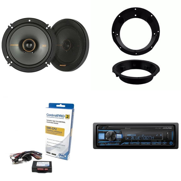 Alpine UTE-73BT Bluetooth Receiver & Handle Bar Control Interface compatible with Harley 1998-2013 & KSC 6.5" Speakers
