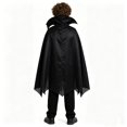 thumbnail image 4 of Vampire Cosplay, Vampire Cos, Vintage Vampire Vest Costume Set, Burgundy Velvet Waistcoat White Ruffle Shirt Black Cape Trousers, Gothic Vampire Cosplay Outfit for Halloween Party, Black L, 4 of 4