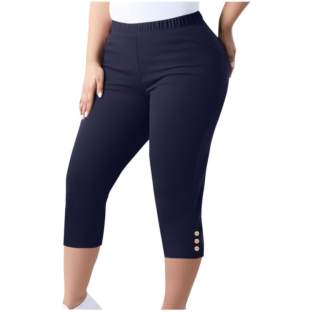 Hauts à Enfiler pour Femmes Printemps Automne Vêtements 2025 Manches Longues Chemises Tendance Col Rond Ample Festival Mode Grande Taille Pantalons de Yoga Capris Couleur Unie Taille Élastique Grande Taille pour Femmes Été