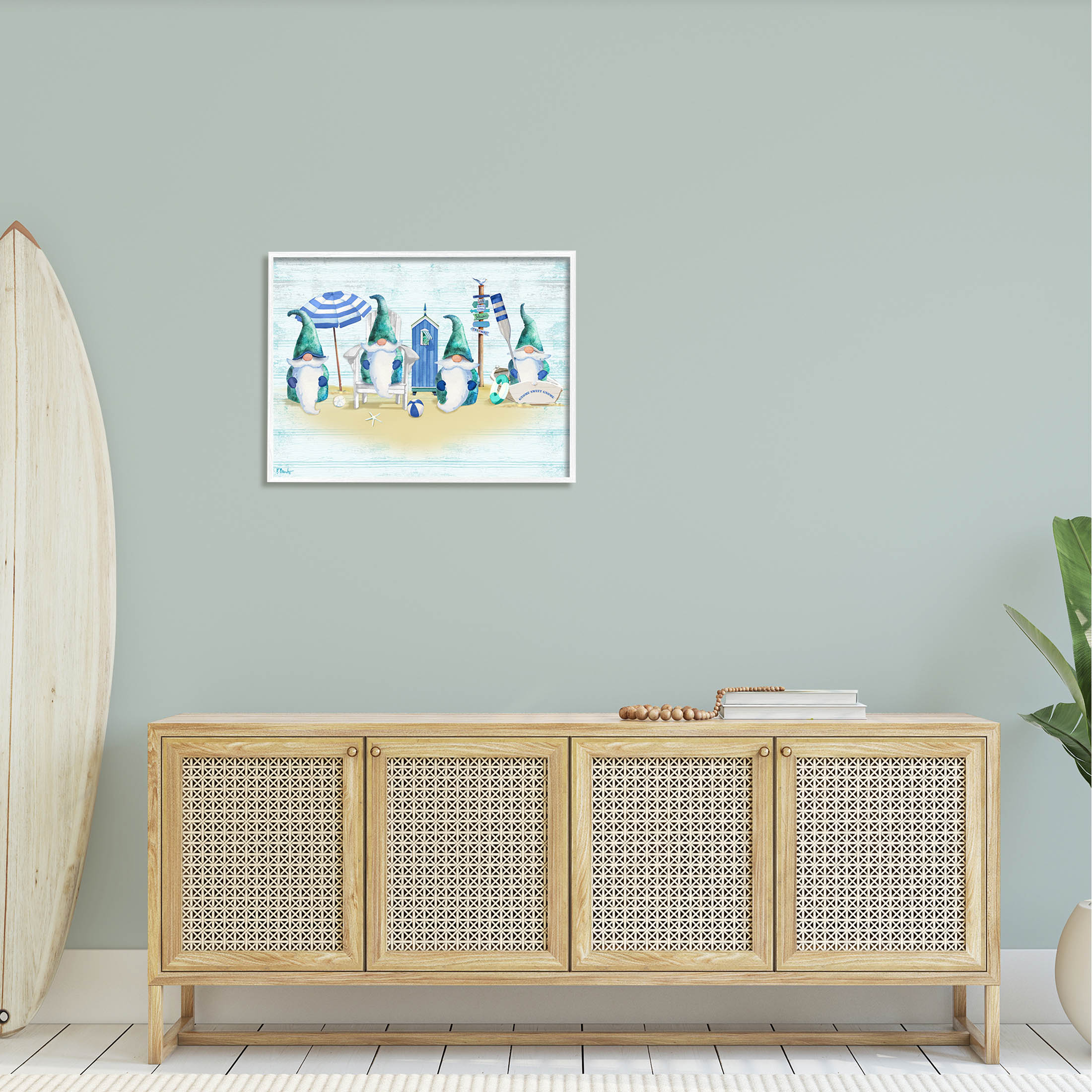 Gnome Family Nautical Scene Fairy Tales & Fantasy Graphic Art White Framed Art Print Wall Art