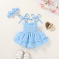 thumbnail image 4 of Younger Tree Baby Romper Dress Infant Summer Sleeveless Bodysuit Jumpsuit Outfits with Headband for 12-18 Months, 4 of 9