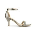 thumbnail image 4 of BLISSFUL STEP Women's Solid Color Open Toe Rhines Ankle Strap Stiletto Sandals Gunmetal 9, 4 of 9