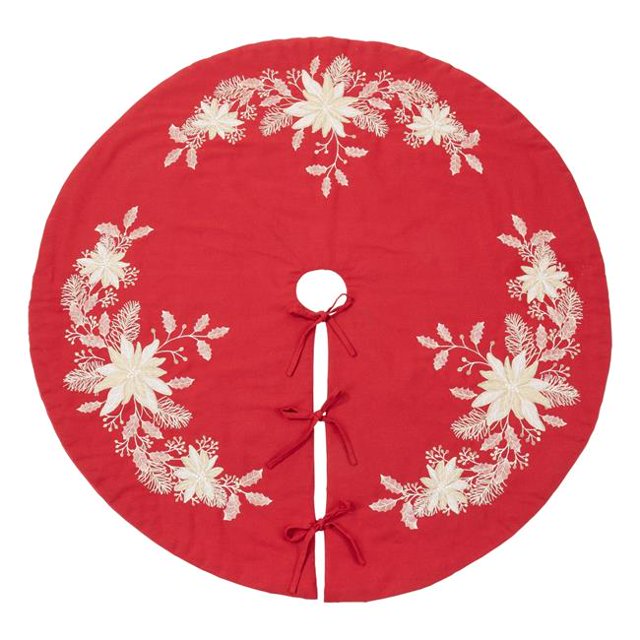 Saro Lifestyle 4632.R54R Jupe de Sapin de Noël Brodée de 54 Po&44; Rouge