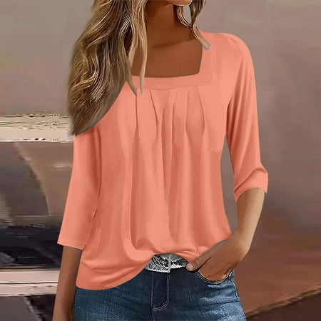 ZJXFGS Blouses for Women Casual Workout Tops Dress Blouses for Women Workout Tops for Women Womens Work Shirts Casual Blouses for Women Women Tops Pink S