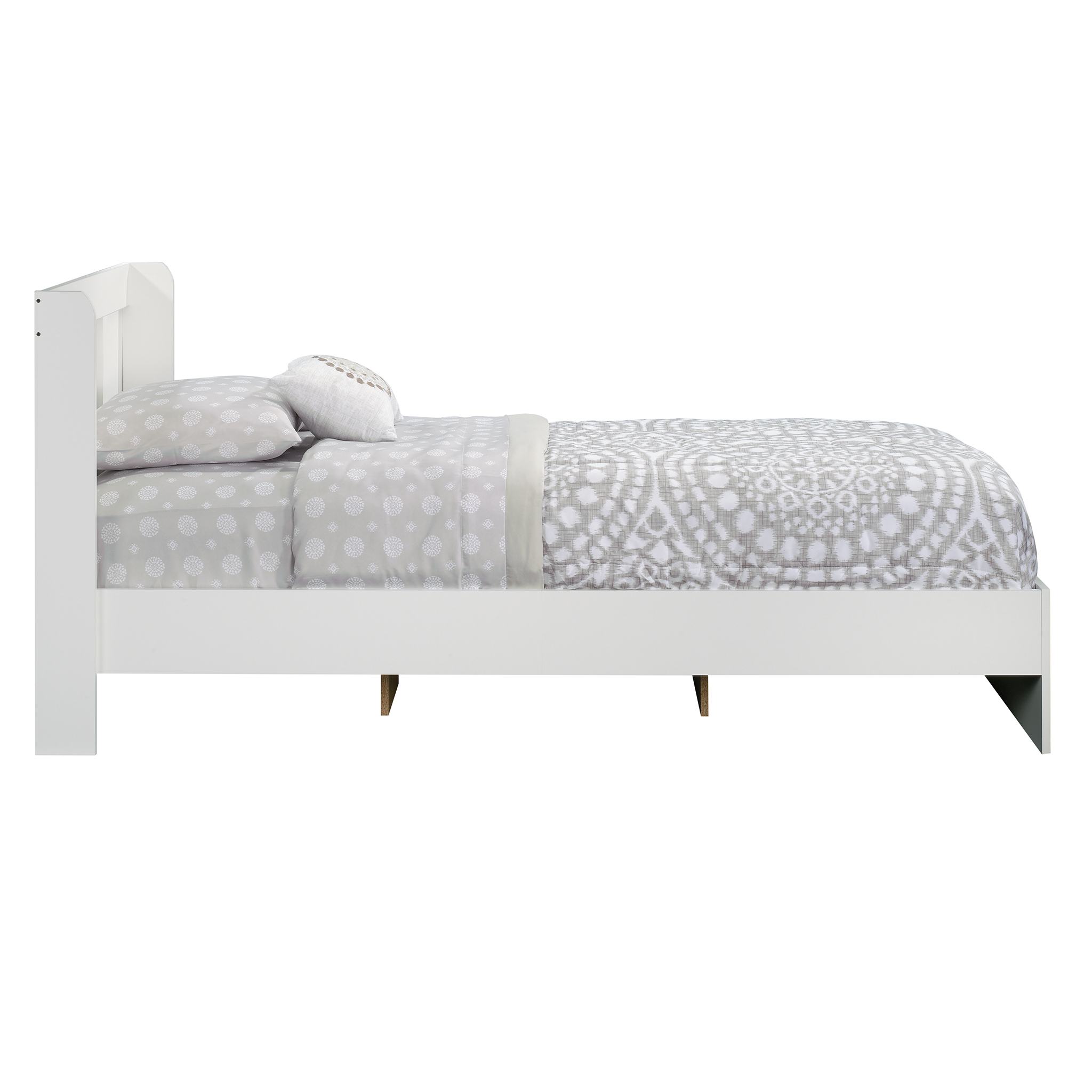 Sauder Parklane Platform Twin Bed with Headboard, Soft White Finish ...