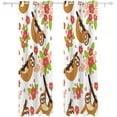 thumbnail image 2 of Room Darkening Window Curtains Drapes Sloth On The Branch with Flowers Thermal Insulated Grommet Blackout Curtains 84x55 in 2 Panels for Bedroom Living Room, 2 of 6
