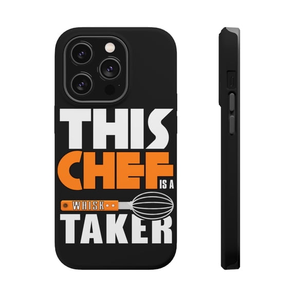 DistinctInk Tough Case for Apple iPhone 15 PRO (6.1" Screen), Compatible with MagSafe Charging - This Chef is a Whisk Taker