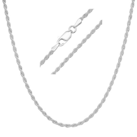 Unisex Italian Sterling Silver Rope Chain - 18"-30"